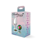 Cheeky Charms Silver Round Butt Plug With Rainbow Jewel Butt Plugs
